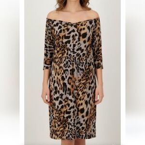 Leopard Print Off The Shoulders Dress